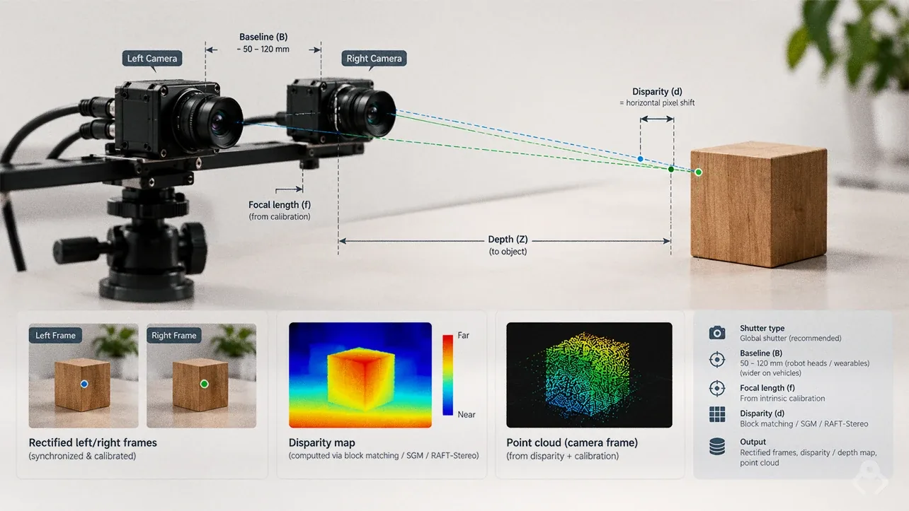 How are stereo camera recording devices used in robotics?